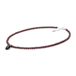 Colier garnet si perla keshi neagra cu argint DiAmanti 214-37-G (Argint 925‰ 0,85 g.)